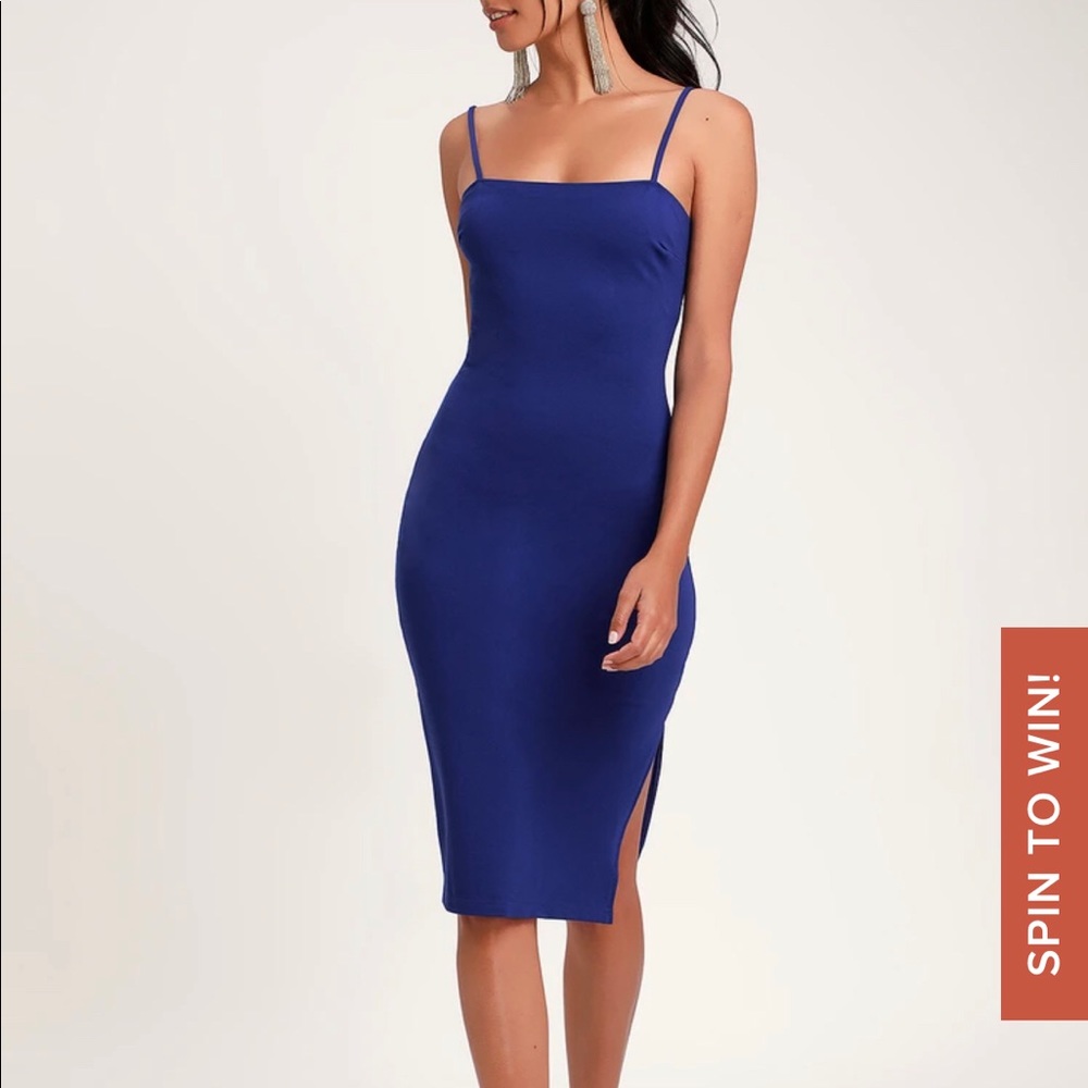 Pulina Cobalt Blue Bodycon Midi Dress